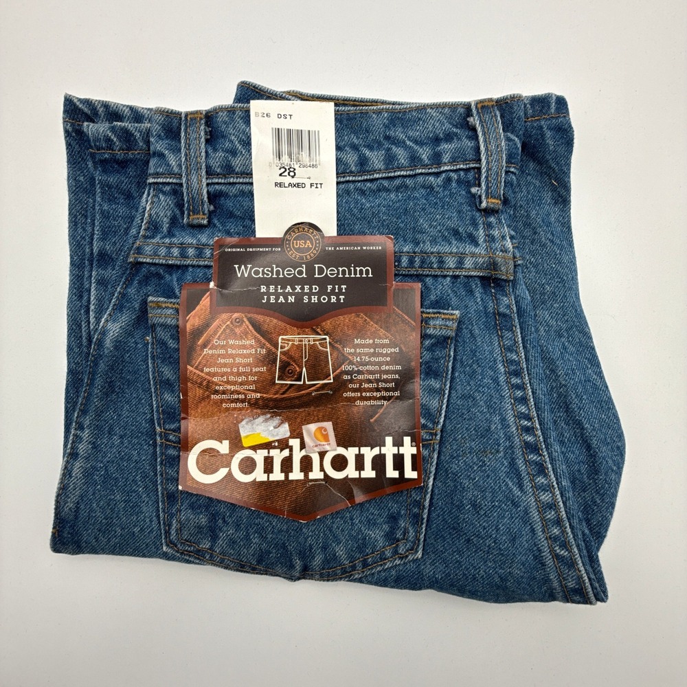 Carhartt Denim Jean Work Shorts Size 28 B26 DST Darkstone NWT NOS